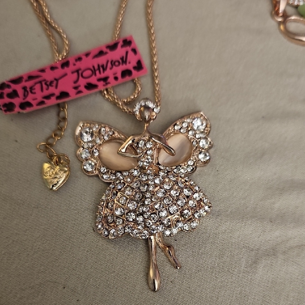 Betsey Johnson Crystal Fairy Necklace NEW 26" CHAIN